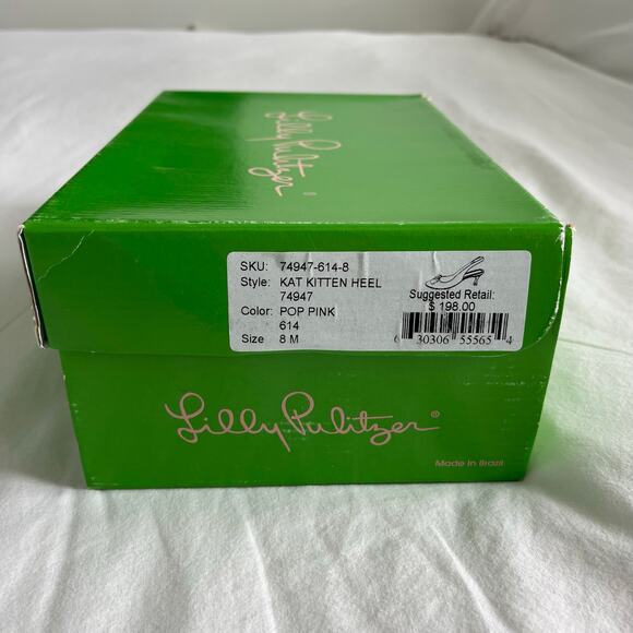 Lilly Pulitzer New in Box Kat Kitten Heel in Pop Pink Slingback Bow Heels Size 8 - Picture 2 of 8